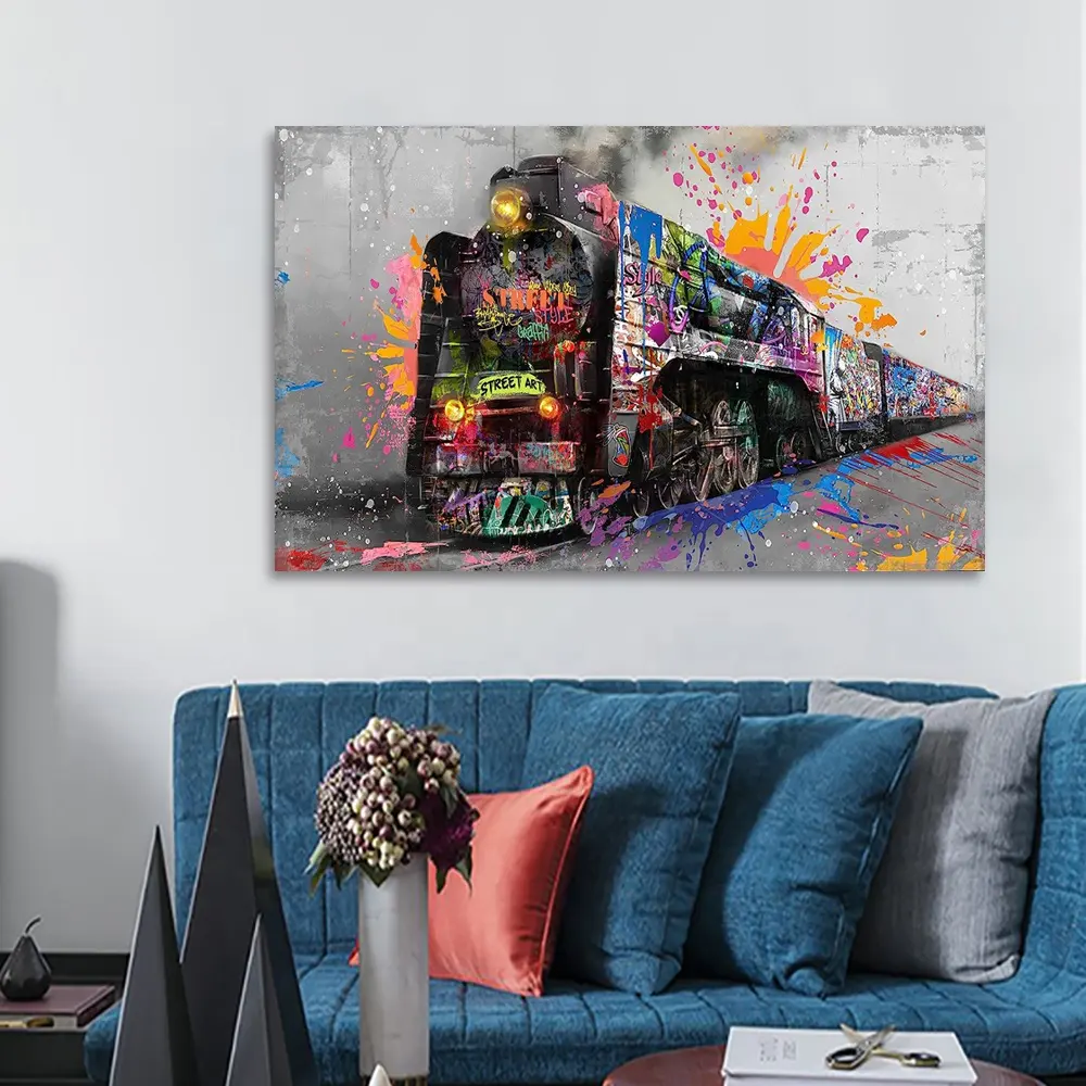 Graffiti Trein Muur Kunst-Banksy Olieverfschilderij Decoratief Schilderij Woonkamer Slaapkamer Moderne Abstracte Muurschilderingen