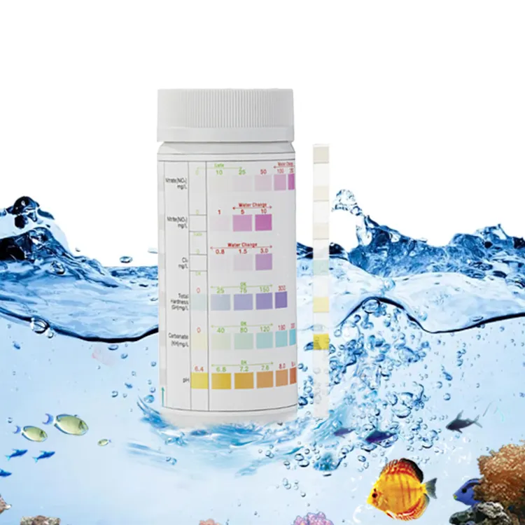 Strisce reattive per acqua 6 in 1 Kit Test per acquario d'acqua dolce acqua salata per rilevare il nitrito di nitrito di pH