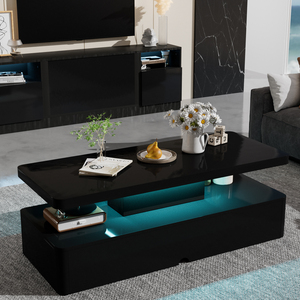 Modern <strong>MDF</strong> Wood Coffee Center <strong>Table</strong> <strong>Set</strong> With Adjustable LED Lights for Kitchen Bedroom Hotel or Hall for Home or Villa Use - Product Image 3