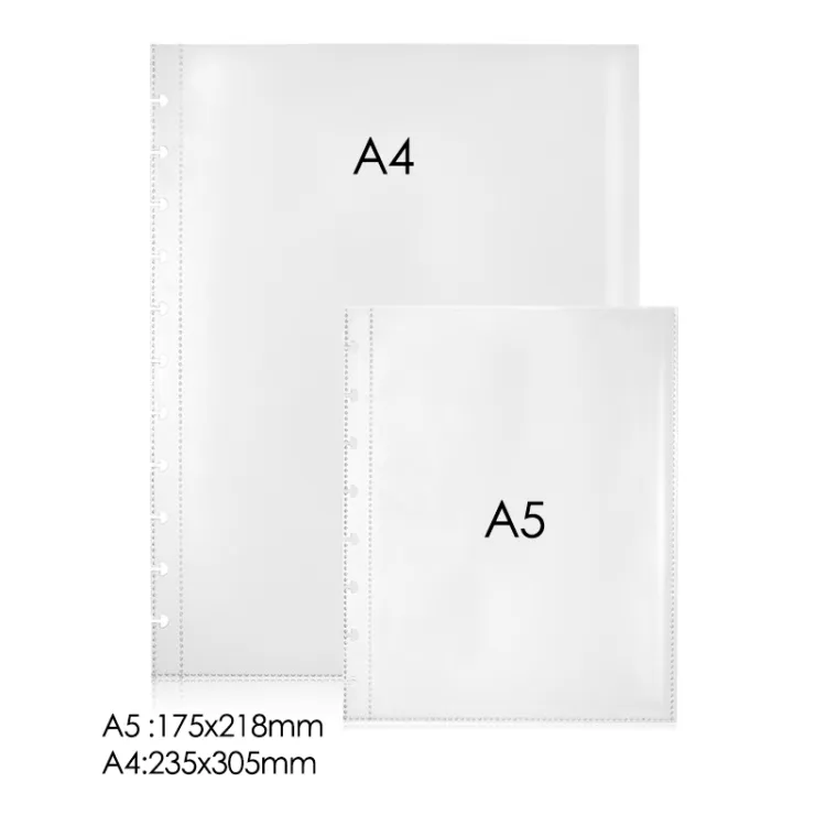 A4 A5ขนาด Letter PP โปร่งใสหลวมโฟลเดอร์กระเป๋าแบบพิเศษหนังสือคู่มือสำหรับเห็ดแผ่นดิสก์แหวนระบบ planner