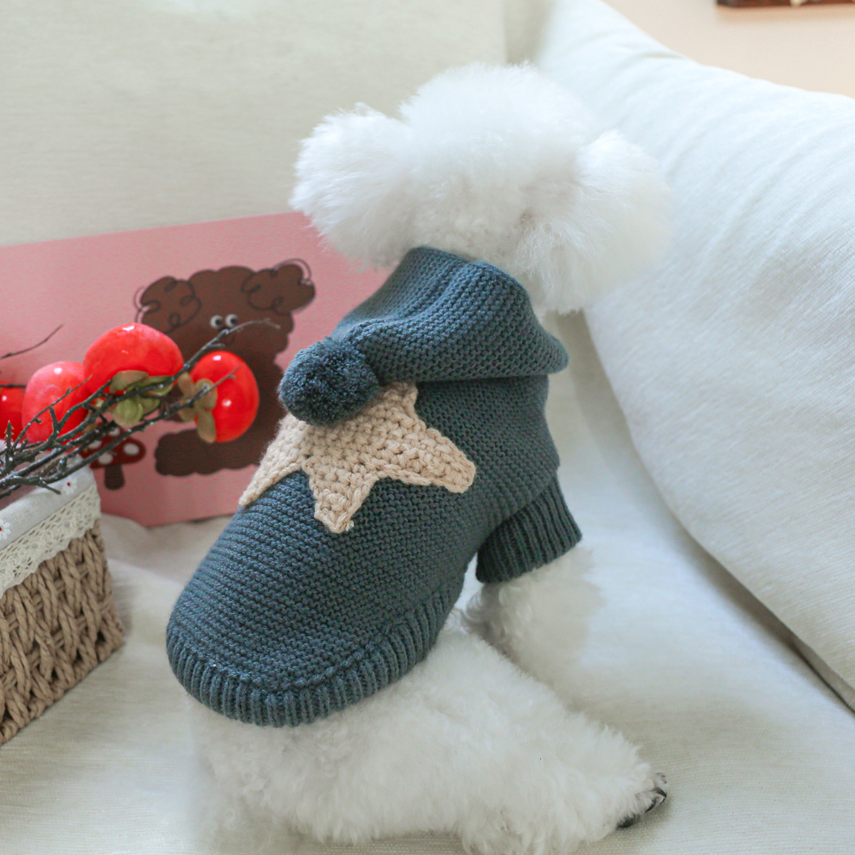 Pull étoile de mer gris foncé, style nordique.