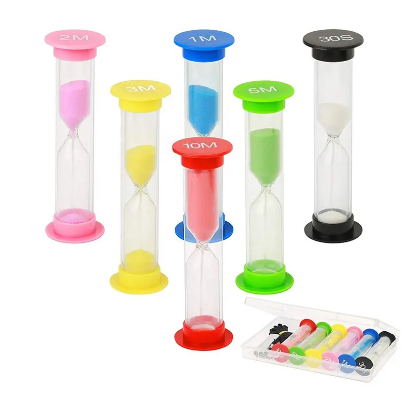 En gros 1 2 3 4 5 minutes en plastique coloré sablier sablier pour enfants jouet et jeu de société horloge de sable et dés