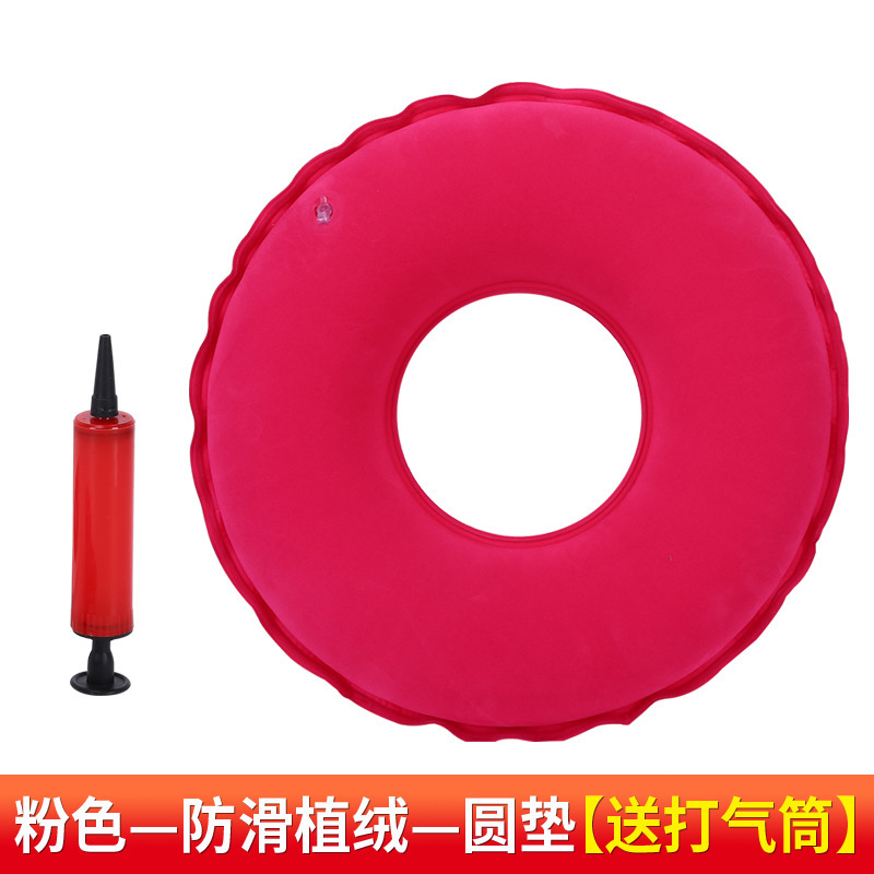 Flocked Round Cushion, Rose Red