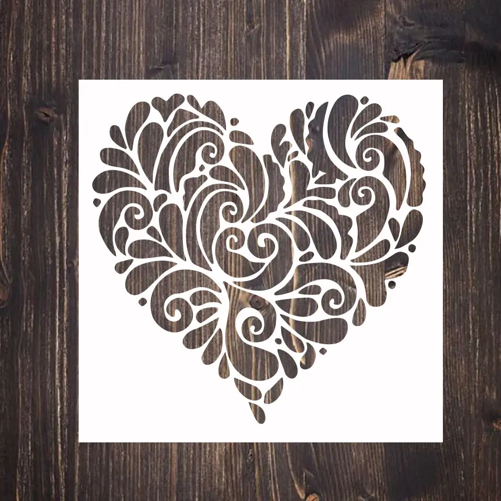 7 pollici riutilizzabile Mylar vinile Mandala cuore Stencil per la pittura su legno, tela, carta, tessuto, pareti e mobili