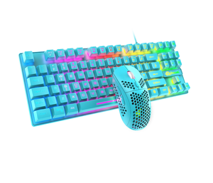 Gratis Lobo T2 luminosa conjunto de teclado y ratón de ordenador Juego de consola manipulador 88-británico clave teclado y ratón conjunto - Product Image 6