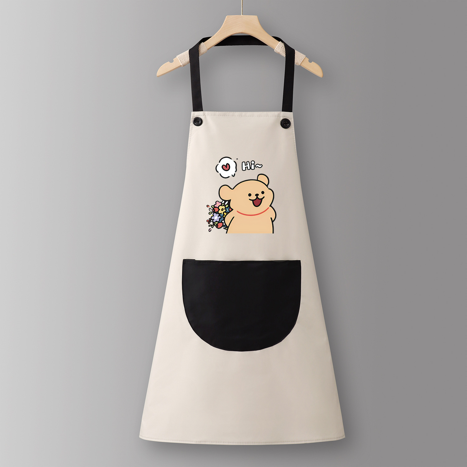 Halter impermeable Hi flower bear gris negro estilo ordinario