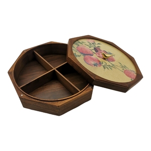 2024 mới đẹp thêu hạt óc chó đồ ăn nhẹ hộp gỗ với ngăn di chuyển Arabian ramadan lễ hội Hộp Quà Tặng bằng gỗ - Product Image 3