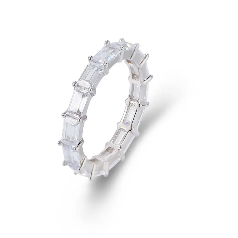 Laodun Moda Popular S925 anillo elegante lujo CZ diamante boda banda plata esterlina mujeres anillos Vermeil