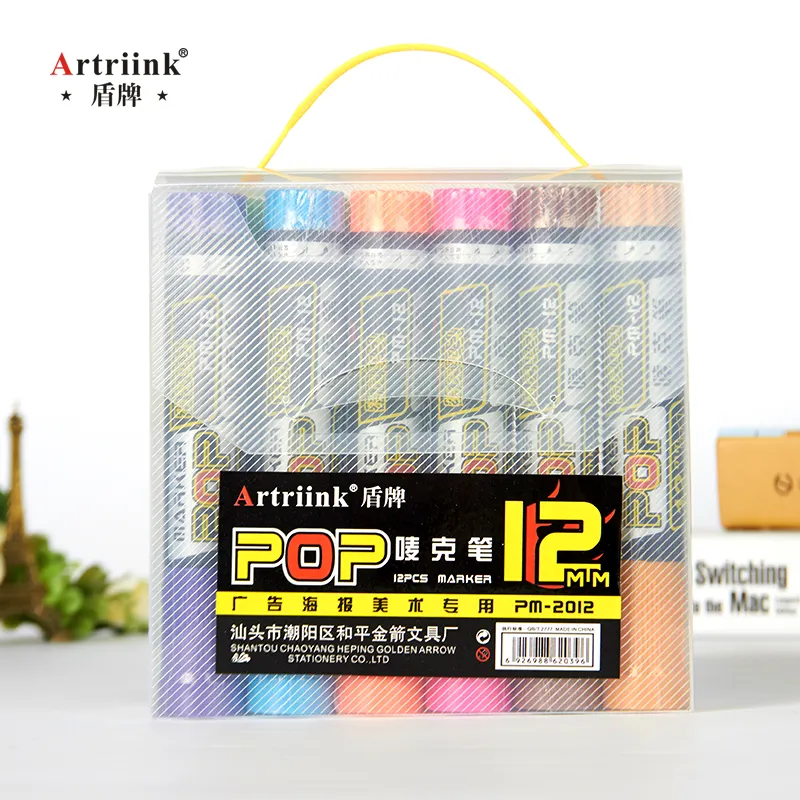 12 Colors Art Advertising Pens Painting Refillable Poster Graffiti Art Marker 20mm Pop Marker Pen