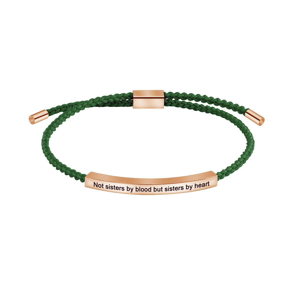 Bracelet corde verte or rose G3713