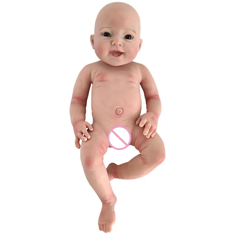 18 Zoll Reborn Dolls Neugeborenes Baby Nettes Lächeln Hochwertiges festes Silikon Bebe Reborn Boneca Bebe Reborn