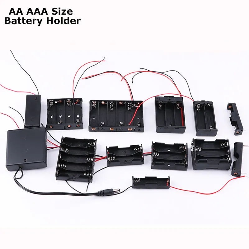 DIY Plástico AAA AA Caixa Caso Suporte Da Bateria Com Tampa e Interruptor ON/OFF