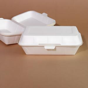 生分解性使い捨てテイクアウェイランチボックスクラフト紙パルプヒンジチューブ麺パッキングとランチ