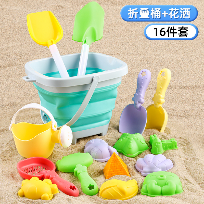 Gray-green folding bucket 16-piece set