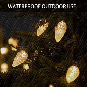 Guirnalda de luces <span class=keywords><strong>LED</strong></span> de fresa, decoración de árbol de jardín IP44, plástico para exteriores, C6, 8 funciones, 5M, 50 <span class=keywords><strong>LED</strong></span> - Product Image 3