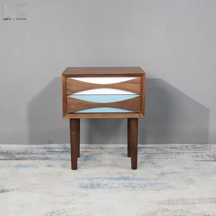 Moderne Luxusrahmen-Schlafzimmermöbel leichter Holzschrank Nebentisch hölzerner Nachttisch