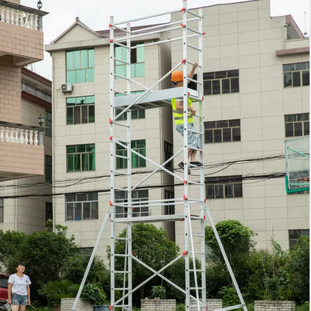 5.6m Aluminum Scaffolding Ladder Multi Purpose Scaffold Professional Extension Rolling Tower Step Ladders Industrial Ladders