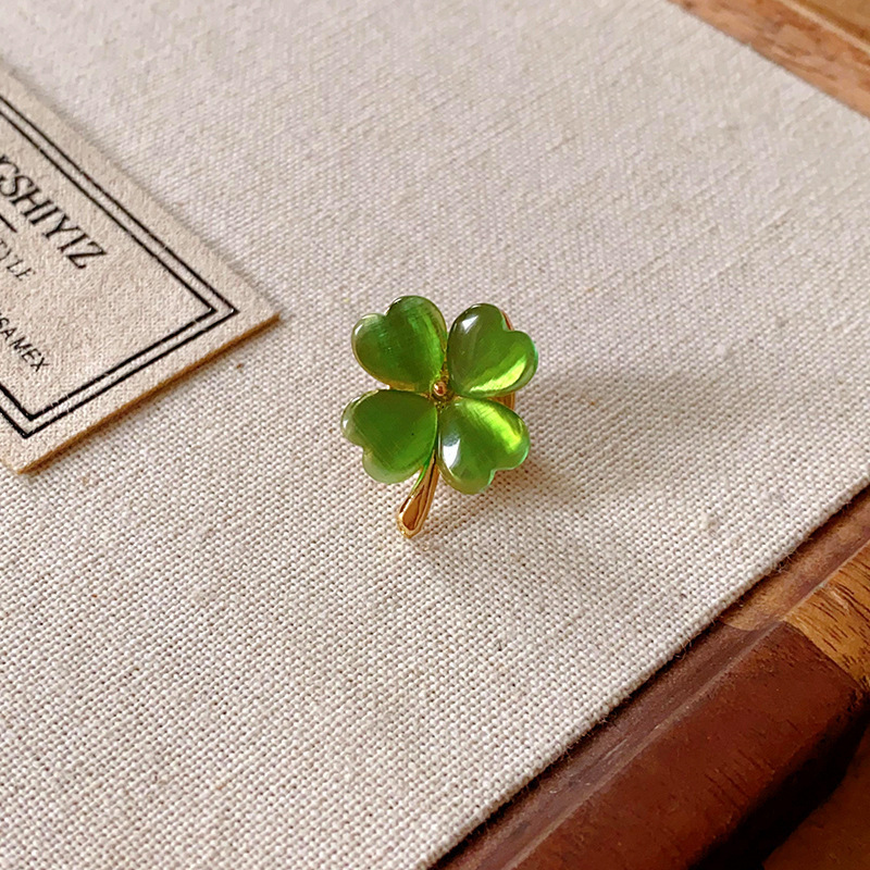 34# broche-Vert-petite fleur
