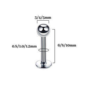 थोक फैशन भेदी गहने जीभ नाखून कान के नीचे आंतरिक थ्रेडेड लैडर भेदी g23 टाइटेनियम मिश्र धातु गेंद होंठ नाखून - Product Image 2