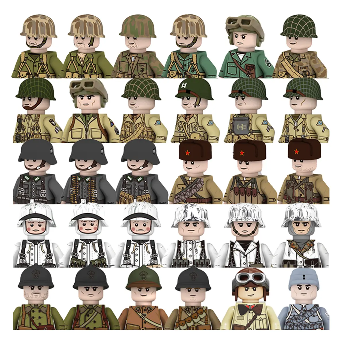 Mini figurines militaires WW1 WW2 armée allemande char de l'armée américaine Commando soldat avec armes pistolets série Swat blocs de construction enfants jouet