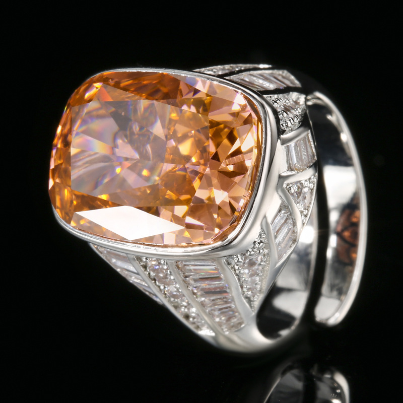 open size Ice Flower cut Champagne Gold ring