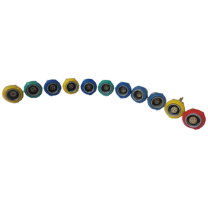 Enchufe fijo de plástico de 14 pines de grado médico (carcasa gris, tuerca frontal azul) - Product Image 4