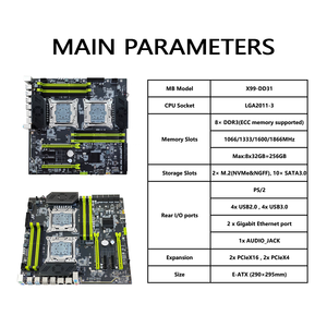La nueva placa base PANDL X99 de refrigeración activa admite Dual Gigabit Ethernet Intel Xeon CPU ECC DDR3 Dual CPU placa base para escritorio - Product Image 3