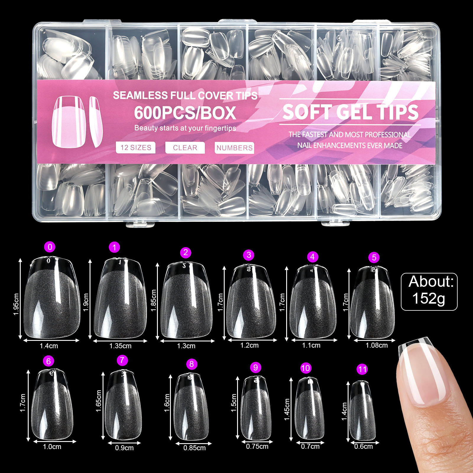 Free engraving semi-matte nail tips 600pcs03#