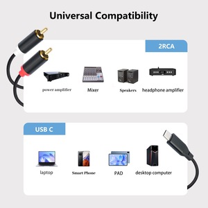 USB tipo C a Dual RCA R/L Y Splitter Cable estéreo Chip DAC incorporado Línea de audio duradera para Smartphone Laptop Amplificador Altavoz - Product Image 4