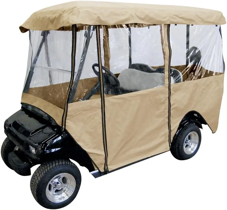 Housse de chariot de golf CLM robuste pour 4 personnes avec boîtier de conduite en PVC transparent pour EZ Go, Club Car, Yamaha Cart