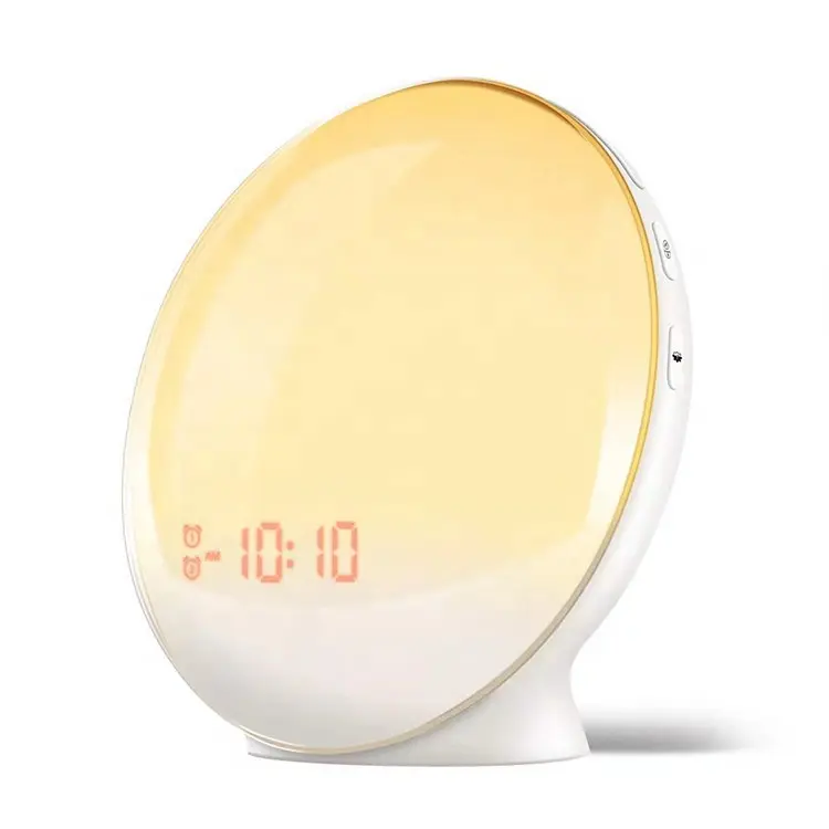 Lampu Alarm Meja Simulasi Matahari Terbenam, Lampu Bangun Digital Berubah 7 Warna Versi Standar