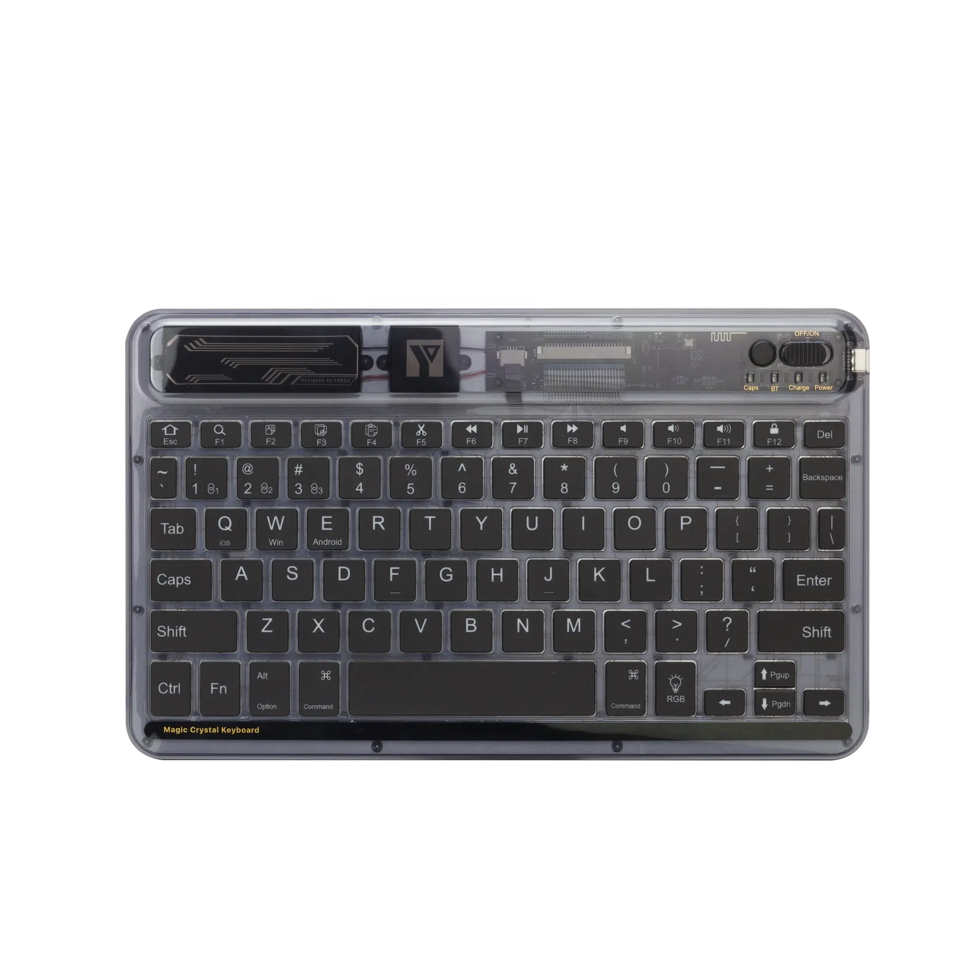 2023 nuova tastiera portatile senza fili trasparente con retroilluminazione RGB tastiera Wireless per tablet smartphone android ios