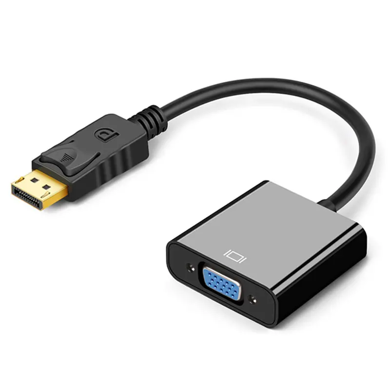 Fabriek Oem Odm Man-vrouw Dp Naar Vga Kabel Black High Speed Dp Naar Vga Adapter Vergulde Dp naar Vga Converter