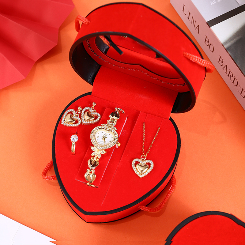 T130-5 gold-watch necklace earring ring gift box
