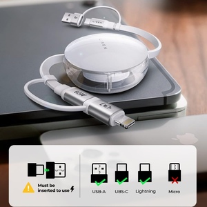 LISEN Universal 5-in-1 Retractable Charging Cable 60W Fast Cord with USB-C and USB-A <strong>Input</strong> for All Phones Tablets iPad - Product Image 4