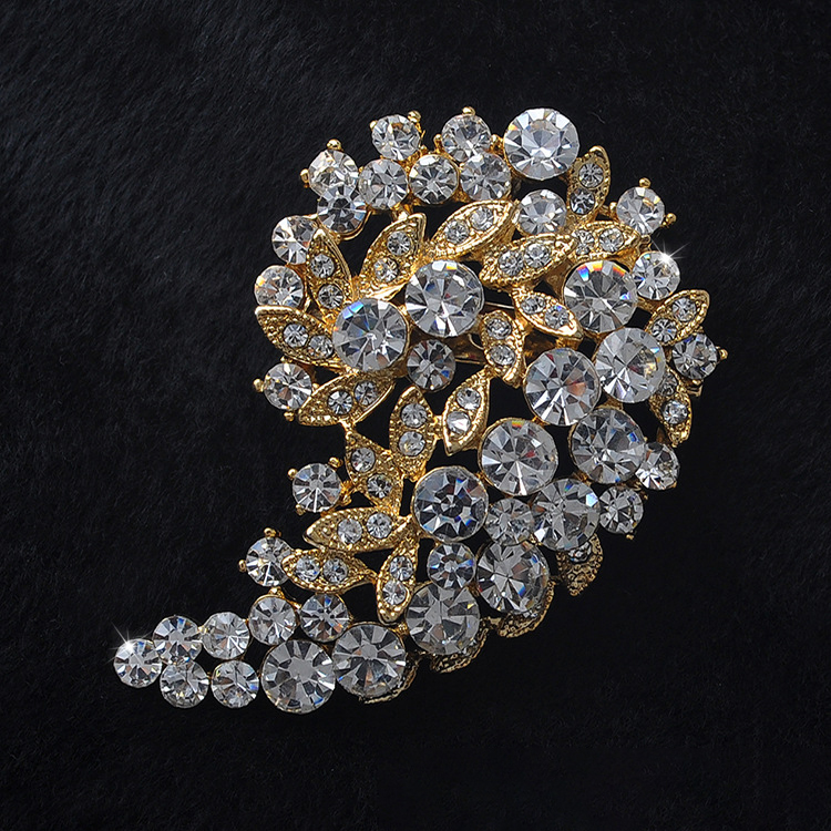 Gold Plated White Crystal