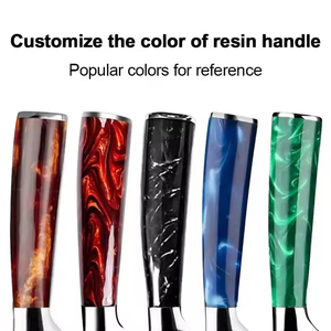 Japón Damasco 10 piezas 5CR14 Acero inoxidable grabado Chef mango de resina cuchillo juego de cuchillos de cocina japoneses - Product Image 4