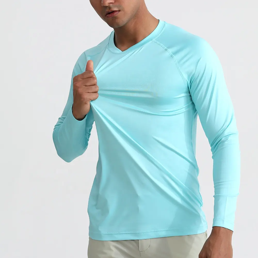 Custom dry fit oversized spandex stretch fabrics long sleeve t-shirt sport double layered long sleeve t shirt