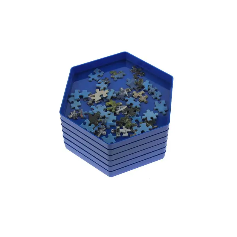 6 pçs/set Hexagon Forma Empilhável Bandejas De Classificação E Jigsaw Puzzle Puzzle Acessório Criança Kid Toy Organizador Titular