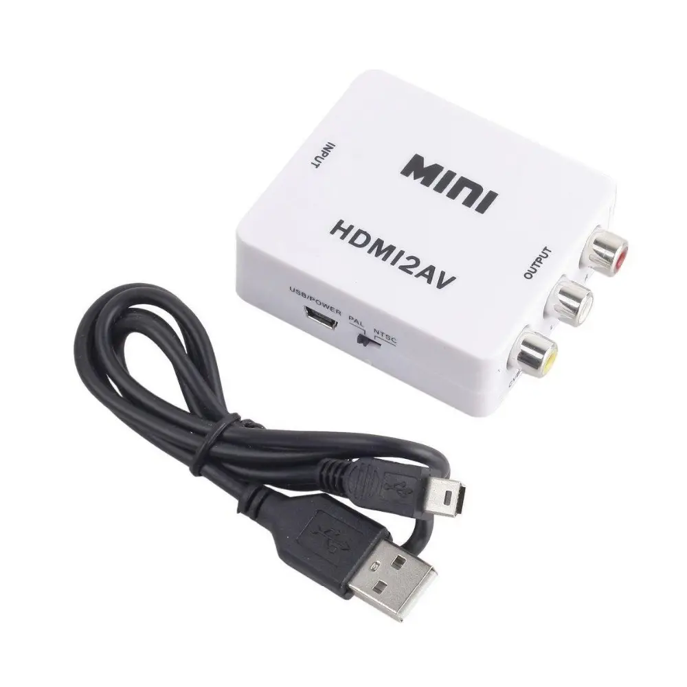 KUYIL 1080P HDMI AV 3RCA CVBS 컴포지트 비디오 오디오 컨버터 어댑터 지원 PAL/NTSC USB 충전 케이블 PC 노트북