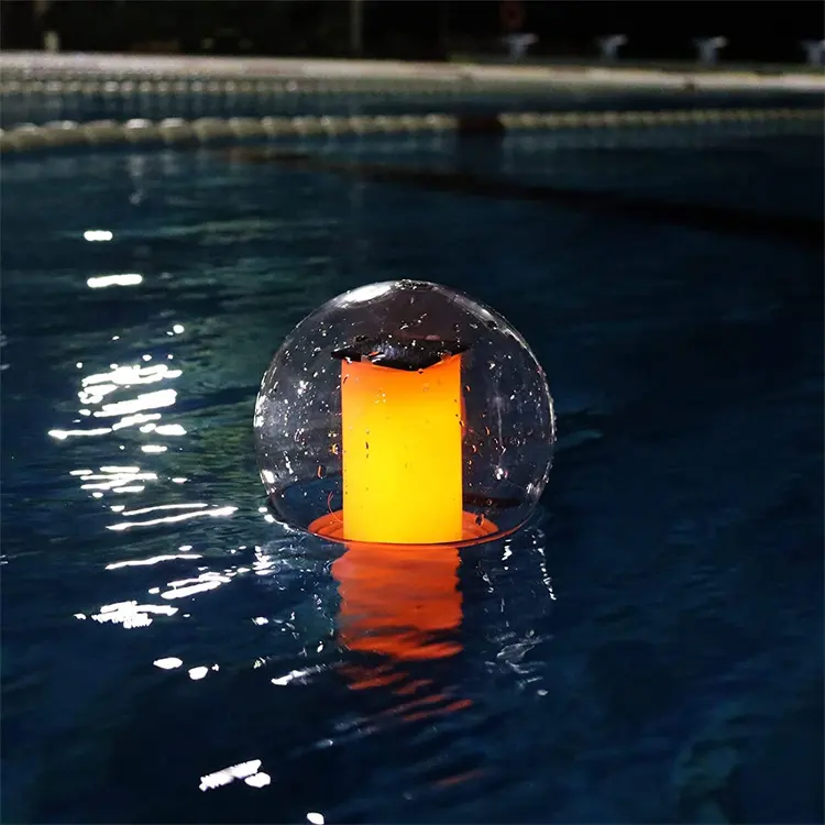 Cootway Schlussverkauf Schwimmbad Gartenhaus IP68 Solar-LED schwimmende Poollichter mit Flammenlichtern