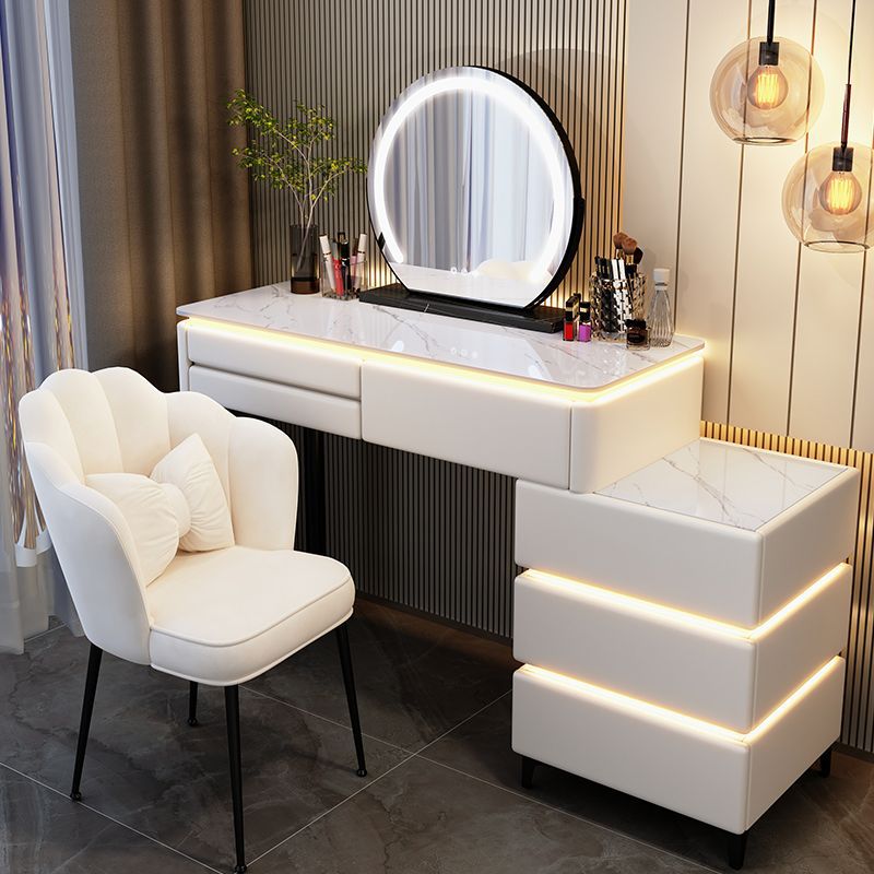 Mesa blanca de 100 cm, armario, espejo, silla de hadas.