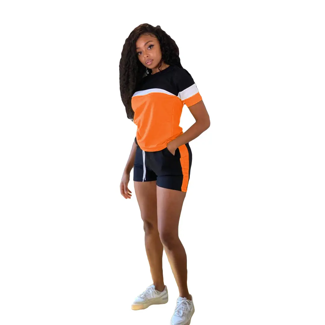 Taglie forti abbigliamento donna produttore Fitness magliette e pantaloncini set Twin Set da donna di alta qualità