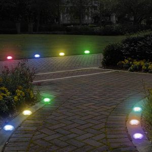 Paslanmaz çelik gömme Disk güneş enerjili renk değiştirme 8 LED Disk işık difüzyon Lens yolu zemin ışıkları 7 renk değiştirme - Product Image 6