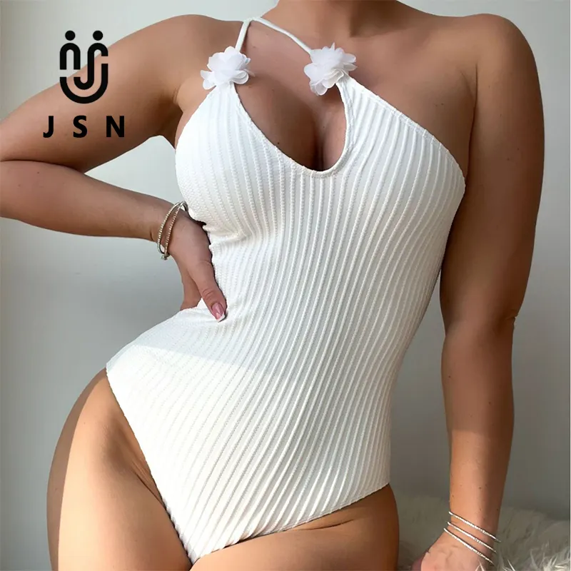 JSN однотонный купальный костюм из ребристой ткани для женщин