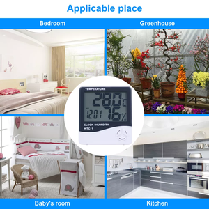 Trong nhà ngoài trời Trạm thời tiết Đồng hồ điện tử kỹ thuật số nhiệt độ độ ẩm mét Nhiệt kế ẩm kế HTC-1 HTC-2 - Product Image 5