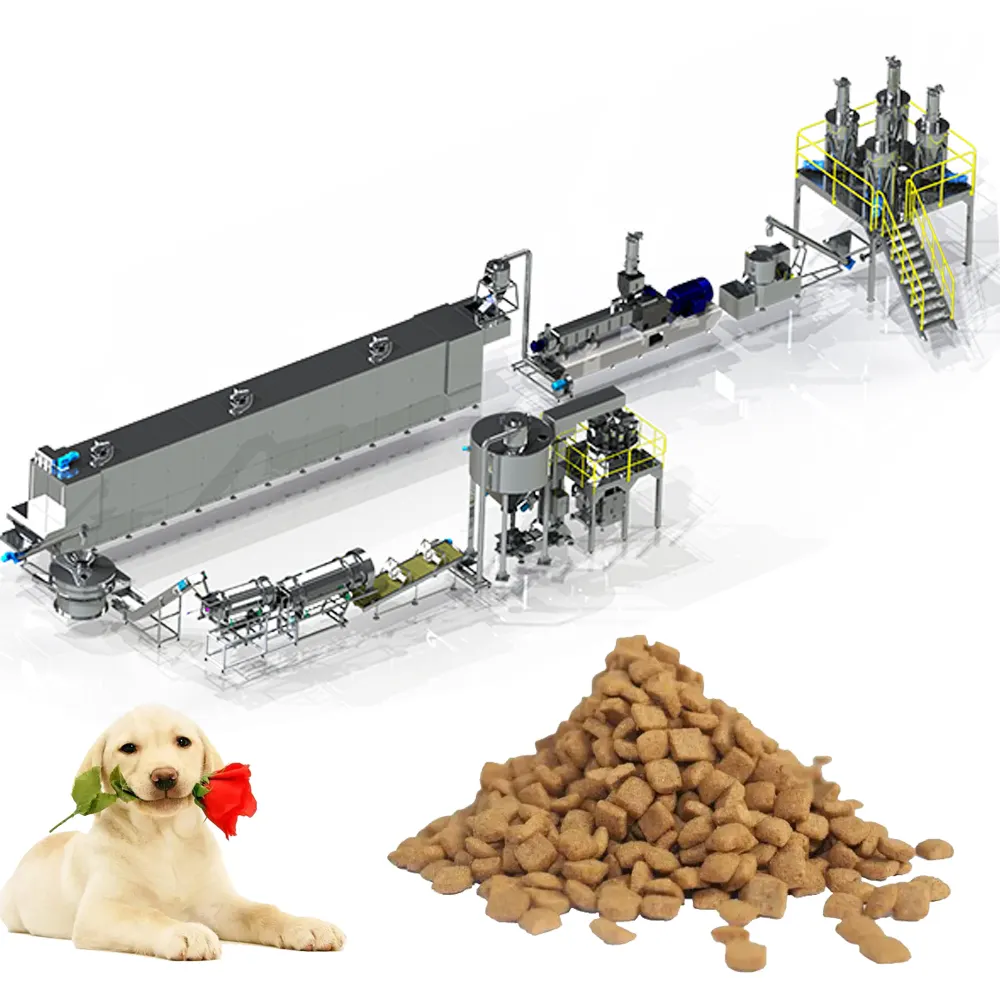 Sıcak satış otomatik köpek maması imalat makineleri pet gıda işleme hattı ekstruder
