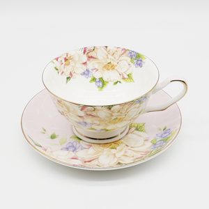 工厂定制奢华骨瓷陶瓷咖啡茶杯美丽下午茶金边茶碟套装 - Product Image 2