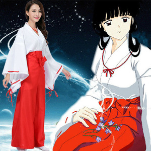 Ecoparty 妇女的和服日本动漫 Miko 风格连衣裙 Cosplay 服装浴衣红色和白色服装装备