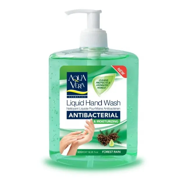 AquaVera/savon liquide antibactérien pour les mains/pluie de forêt 500 ml.